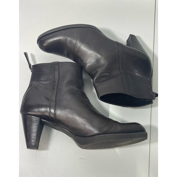 Stuart Weitzman Womens Block Heel Leather Ankle Boots Brown Size 8 - Picture 6 of 9